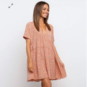 Petal & Pup Orange Floral Babydoll Dress